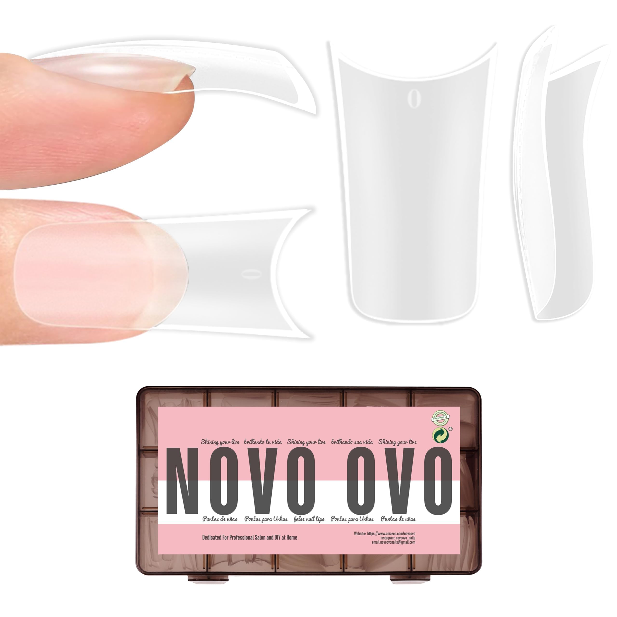 NOVO OVO puntas pies-de-pato curva-luna para manicura con diseño destacado
