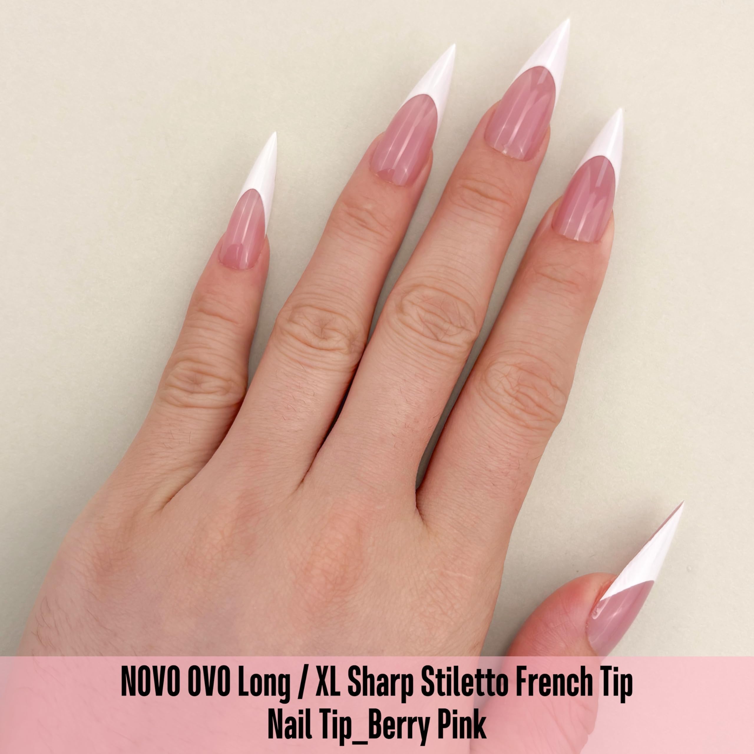 NOVO OVO uña de cobertura Frances Blanca, largo y estilo estiletto para DIY.