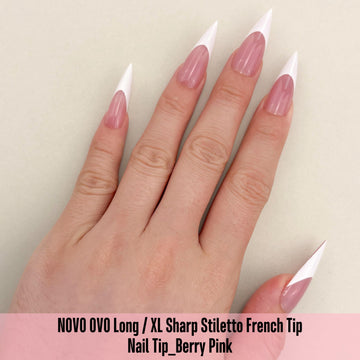 NOVO OVO uña de cobertura Frances Blanca, largo y estilo estiletto para DIY.