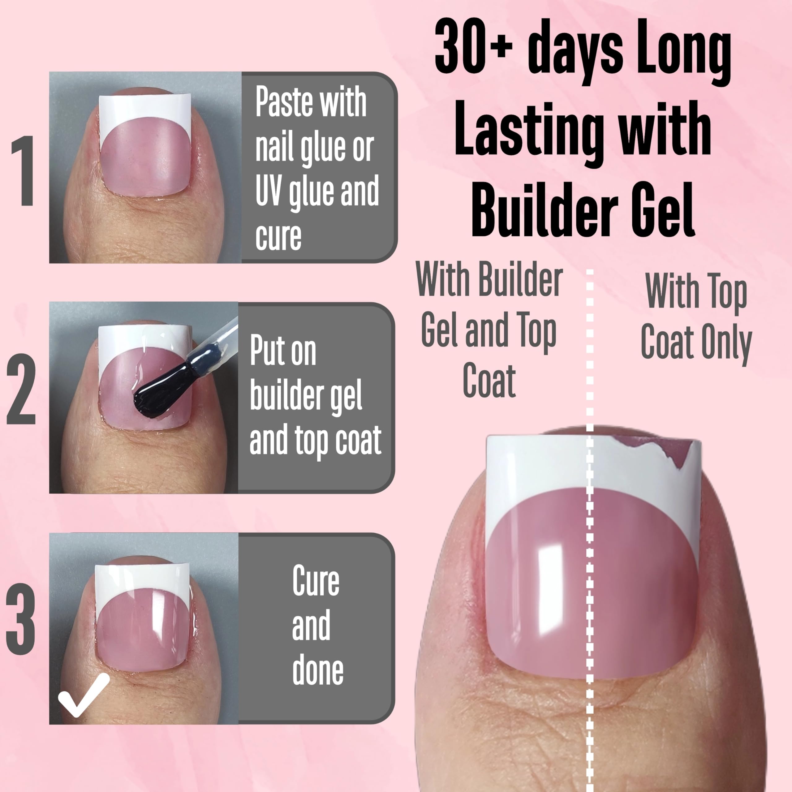 NOVO OVO uñas del pie con base y primer aplicados para instalación rápida