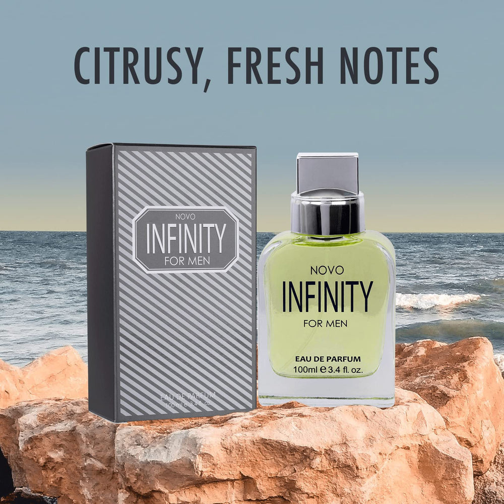 NovoGlow Infinity main notes visualization emphasizes citrus top notes for freshness.