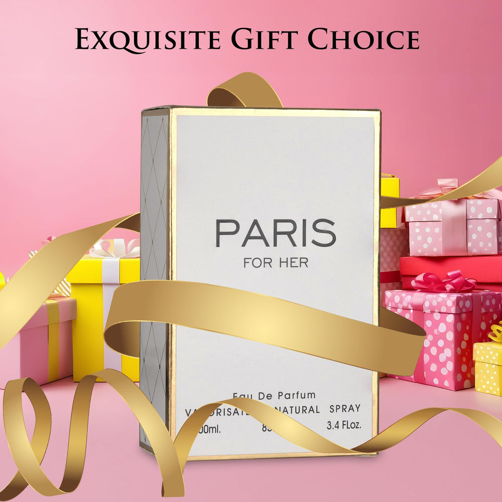 Botella NovoGlow Paris para Mujer edp en mesa iluminada.