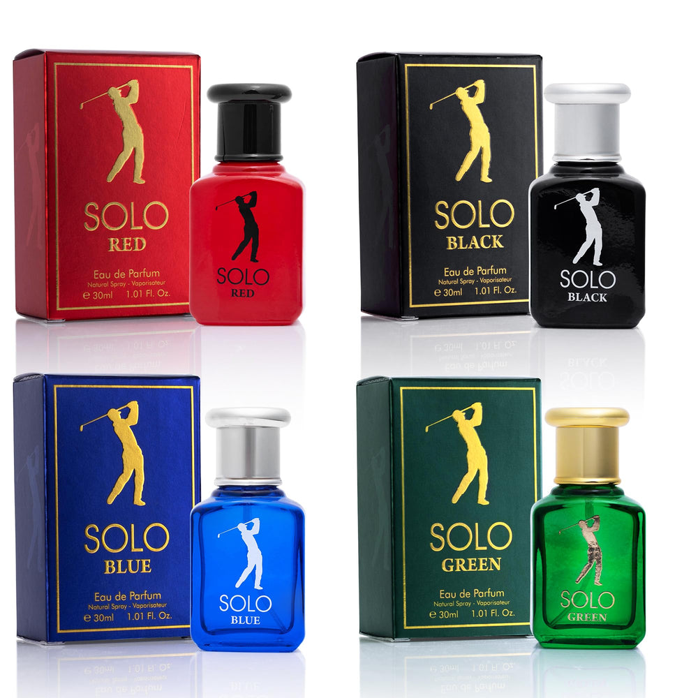 NovoGlow Solo Red bottle, a bold masculine scent for daily wear and confident first impressions.