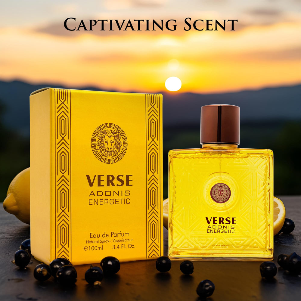 Etiqueta premium de Verse Adonis Energetic, símbolo de sofisticación aromática