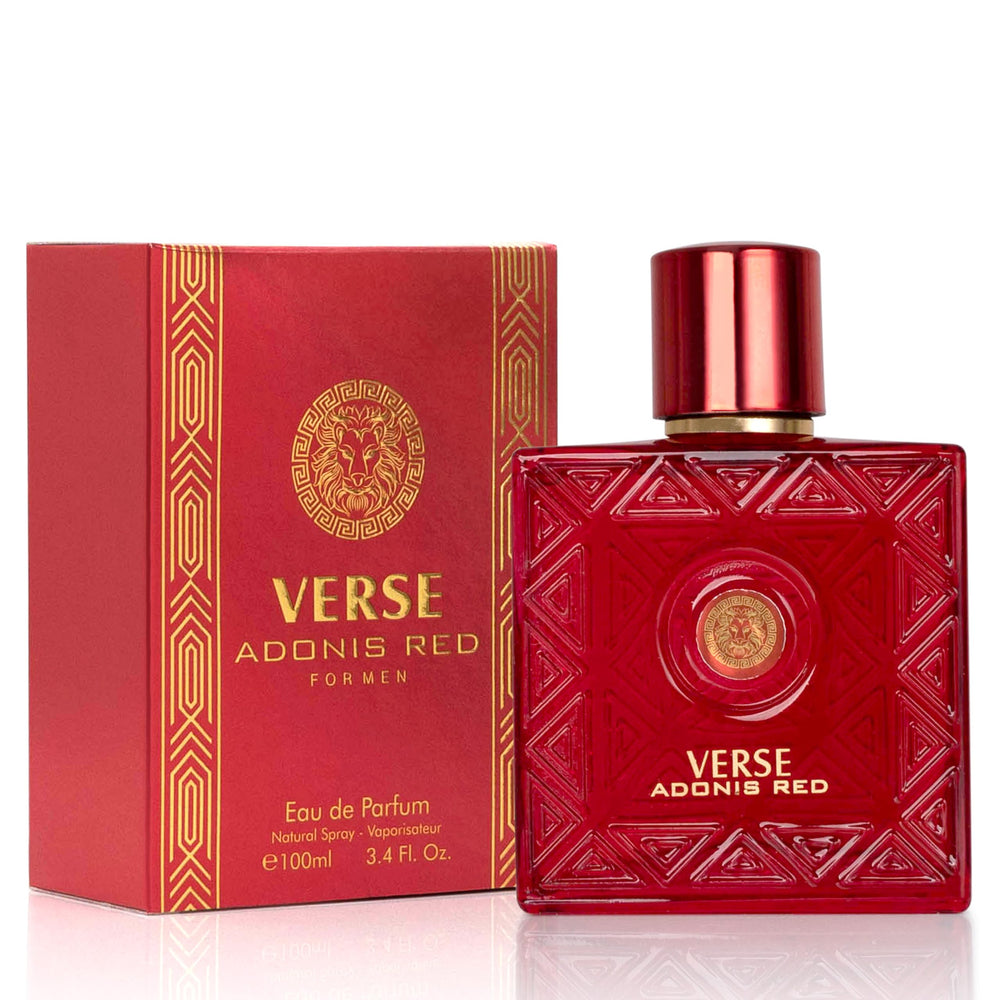 NovoGlow Verse Adonis Red, botella de 100 ml, ideal para uso diario con aroma duradero.