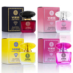 NovoGlow Verse Cristal Dorado: frasco elegante para uso diario y eventos.