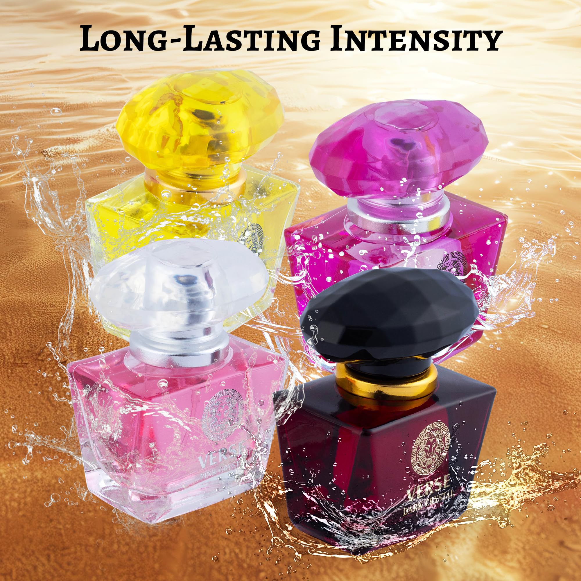 NovoGlow Verse Cristal Rosa: frasco suave para uso diario y reuniones.