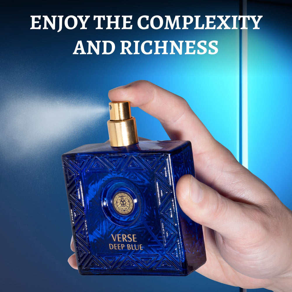 Notas mediterráneas y violetas en Verse Deep Blue para un aroma distinguido.