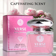 Empaque Verse Pink Crystal NovoGlow: regalo elegante y premium.