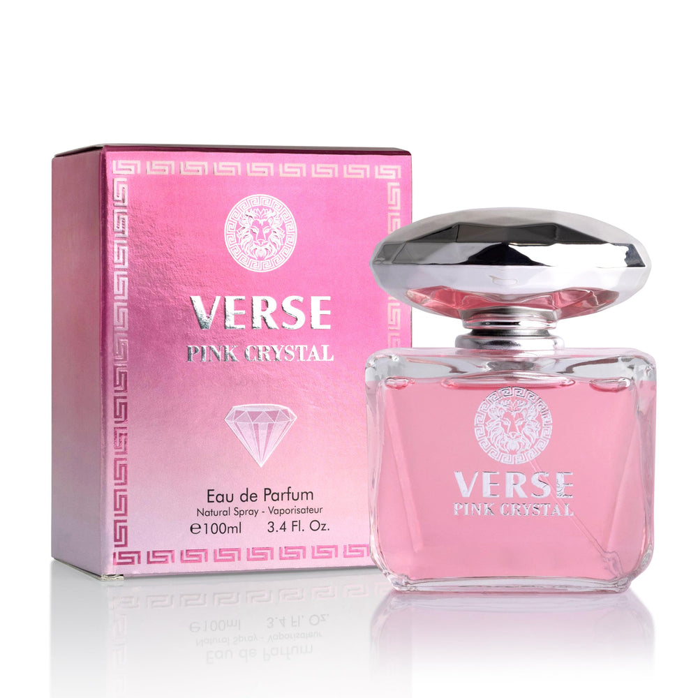 NovoGlow Verse Pink Crystal frasco detalle que destaca elegancia para uso diario.