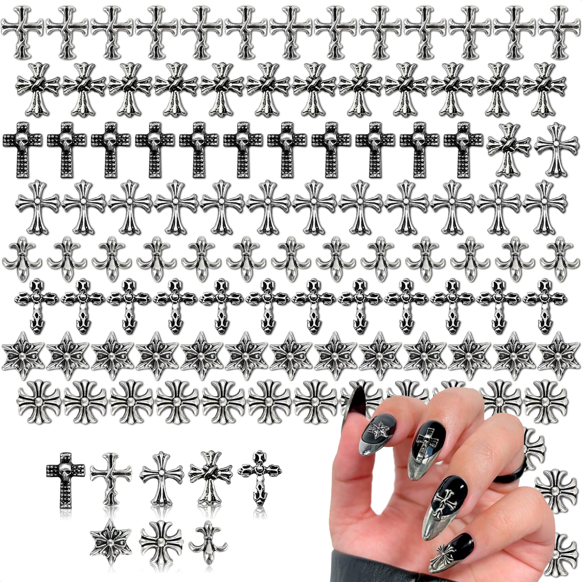 Novsix cruces acrílicas para uñas en 3D, brillo duradero para diseños diarios.