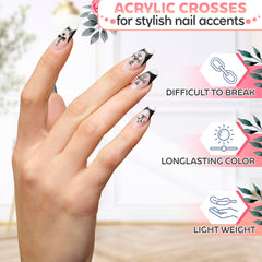 Novsix cruces acrílicas plateadas para uñas brindan destellos sutiles y duraderos.