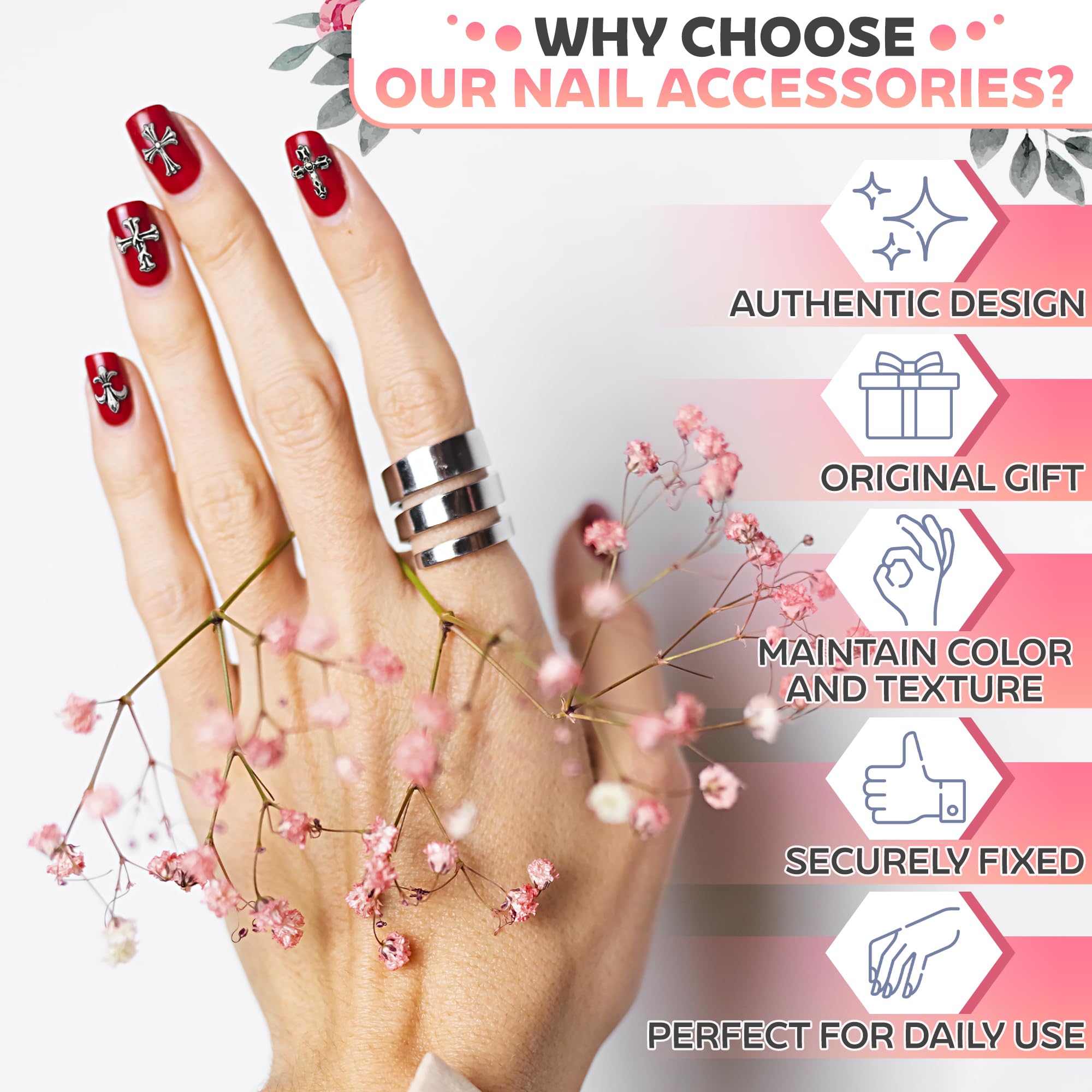 Novsix diseño de cruz para uñas en 3D, arte moderno y llamativo.