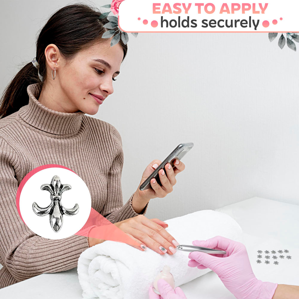 Novsix uñas góticas con cruces 3D, brillo elegante para ocasiones.