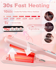 NOVUS ofrece calor ajustable entre 210 y 450 grados para todo tipo de cabello.