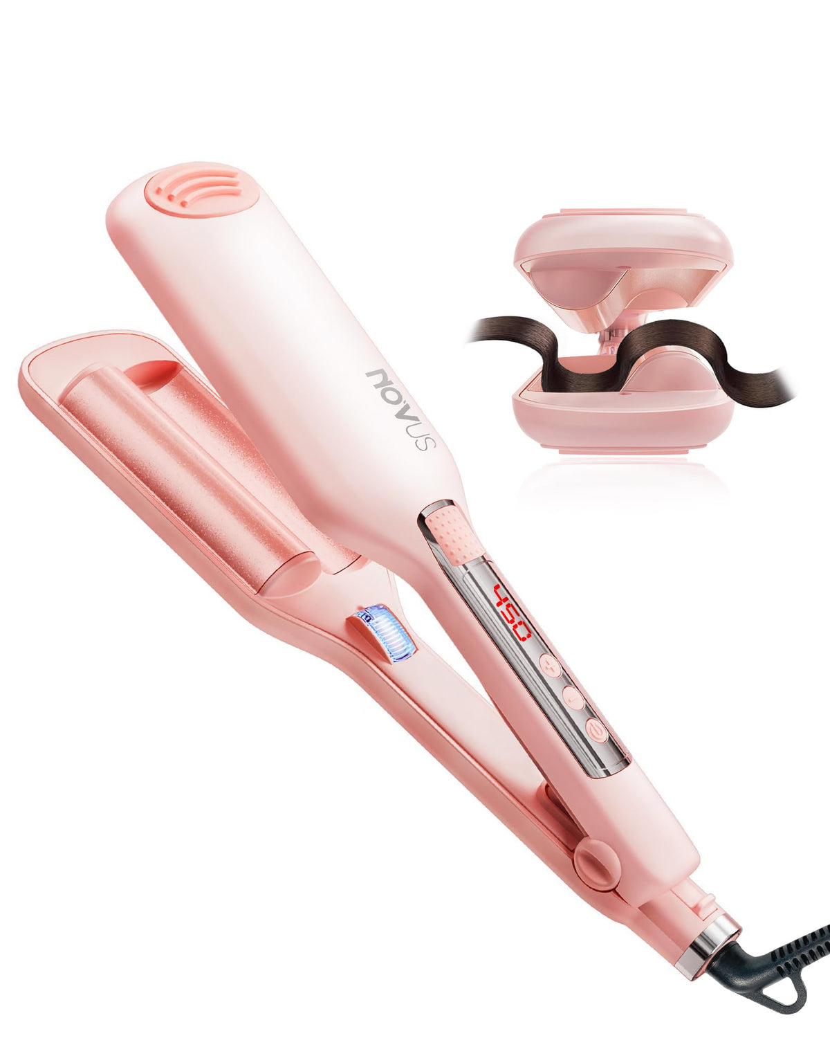 NOVUS rizador 1,1 pulgadas para ondas de playa con dos barriles, define rizos duraderos.