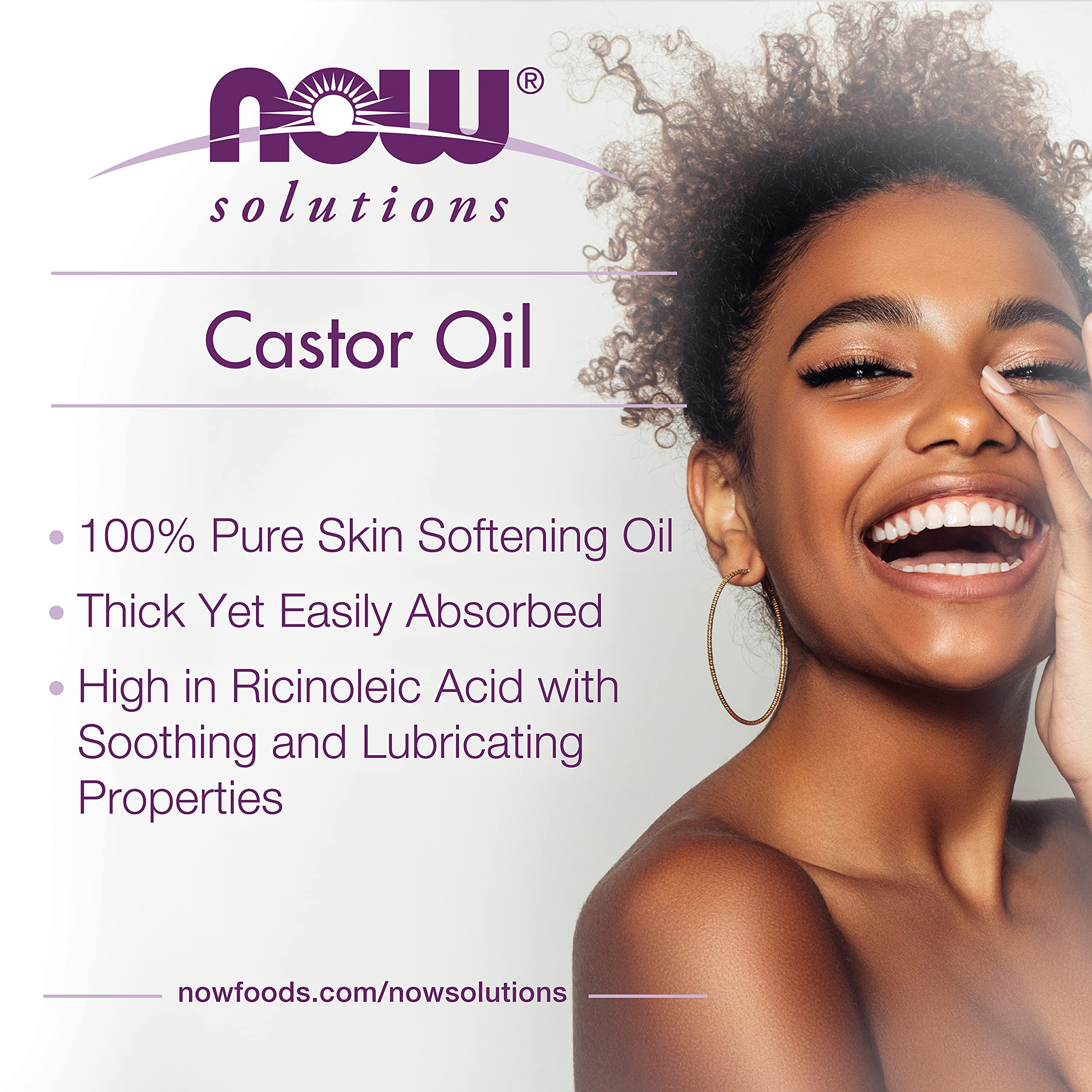 NOW Foods Aceite de ricino, uso tópico para piel y cabello.