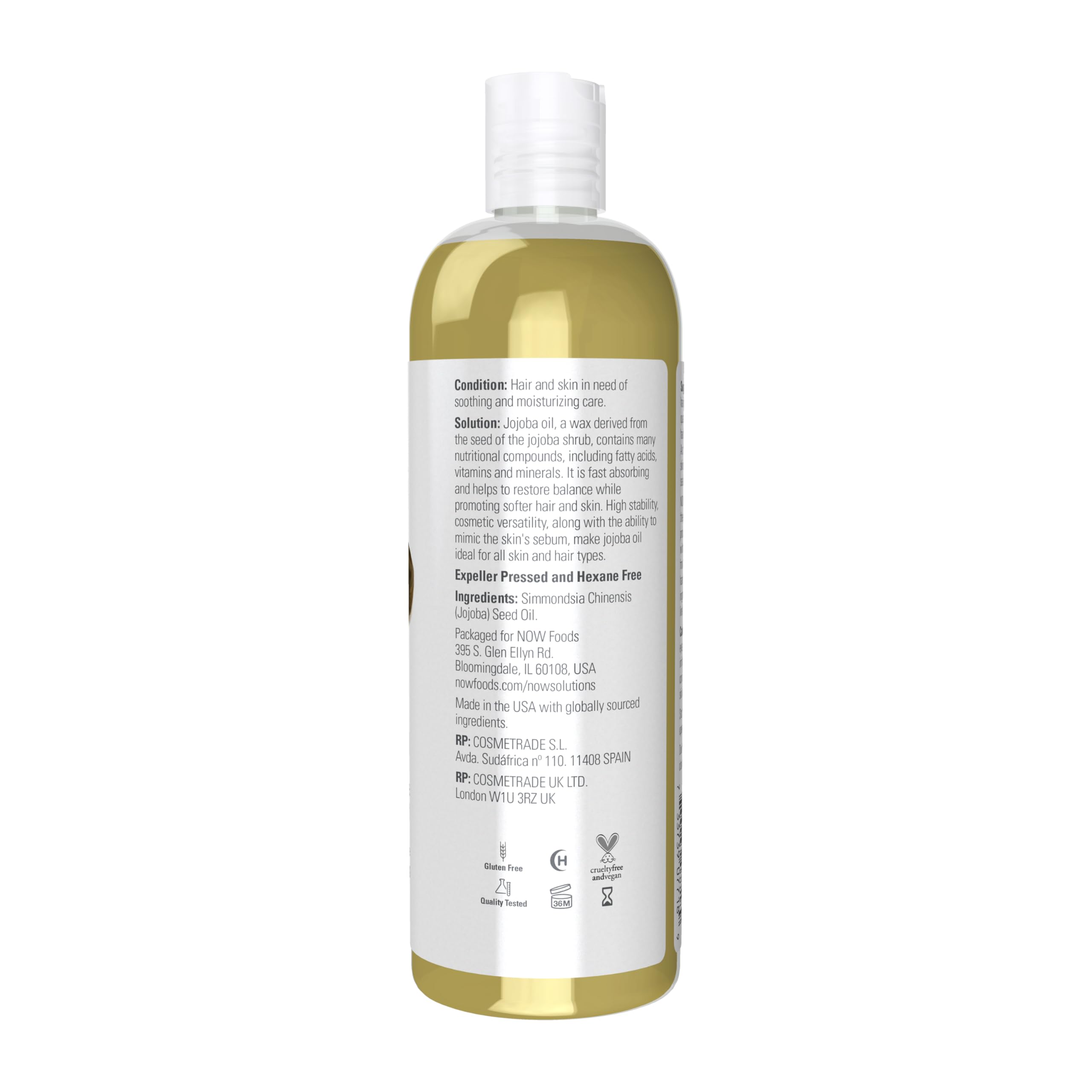 NOW Foods Aceite de jojoba: aplicación en la cara para equilibrio de la piel