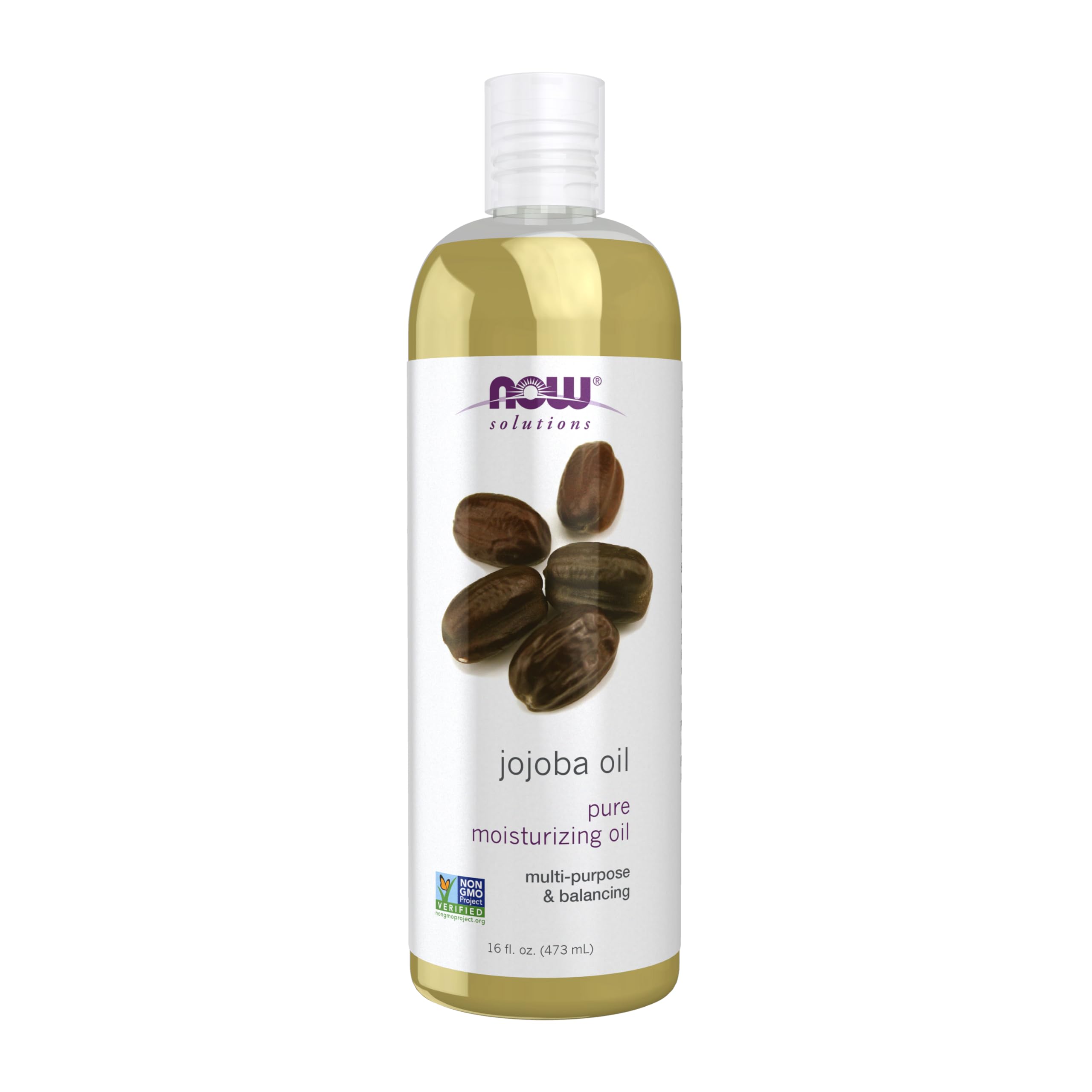 NOW Foods Aceite de jojoba: botella derramando, para uso facial ligero y nutritivo