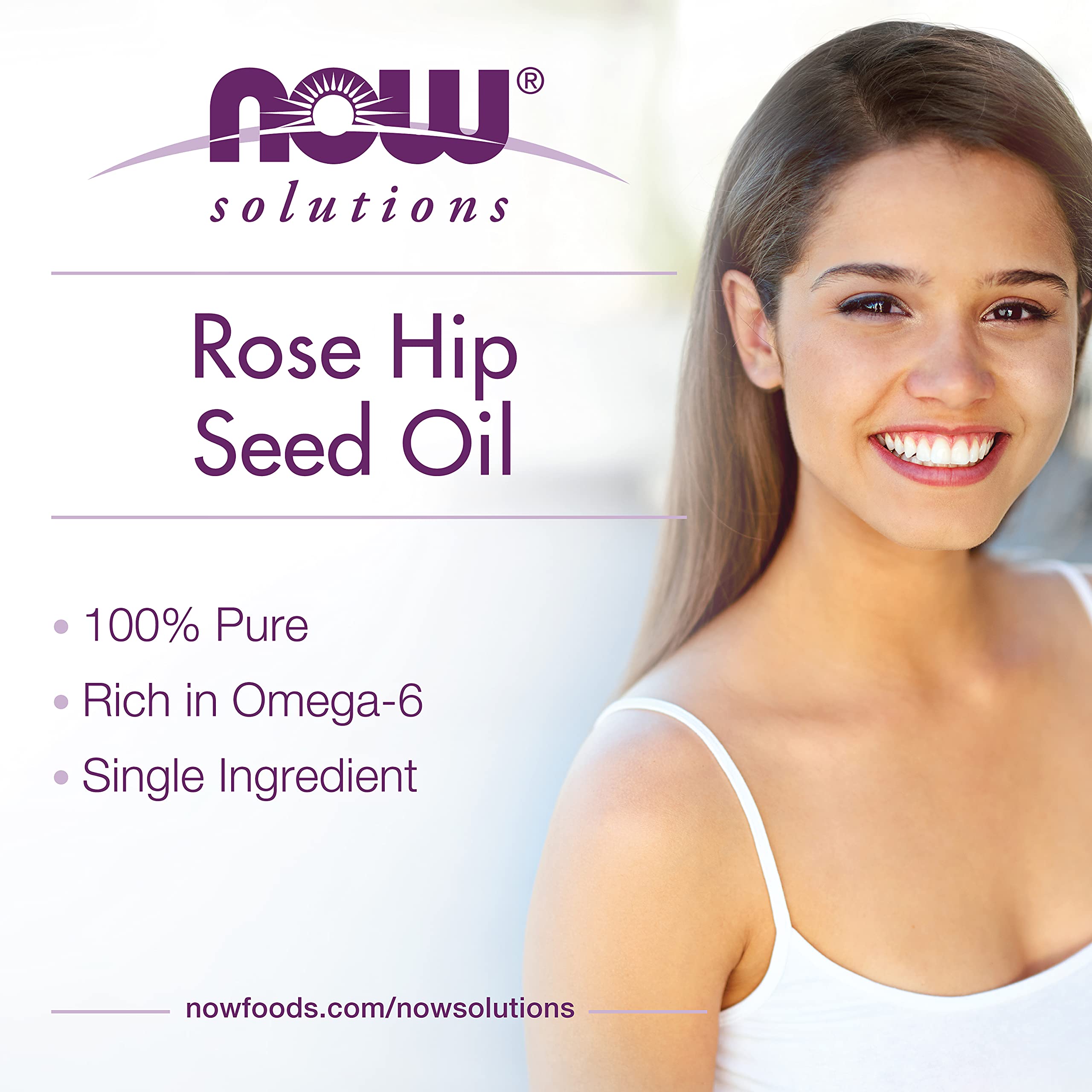 NOW Foods Rose Hip Seed Oil in a skincare routine setup for daily use