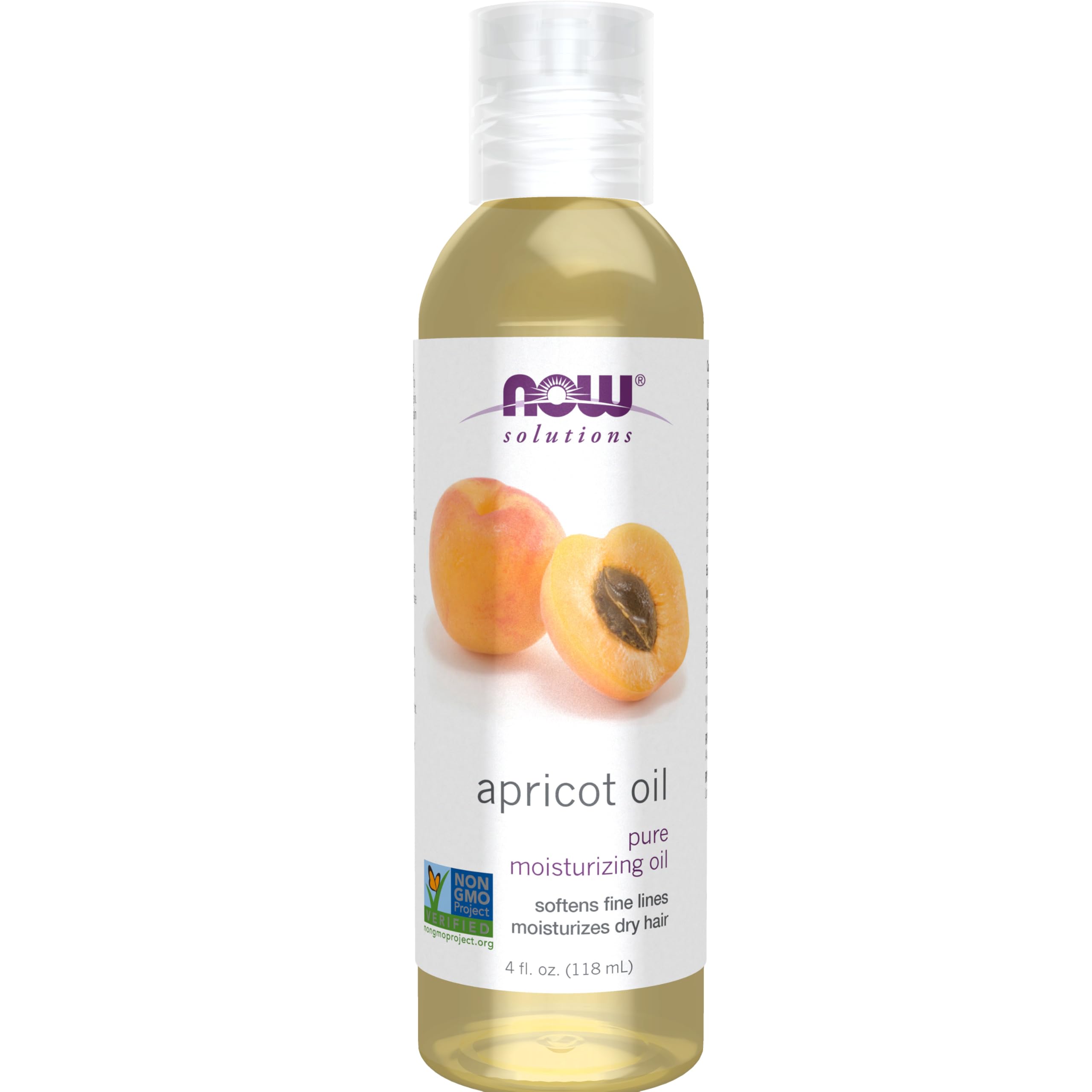 NOW Foods Solutions aceite de albaricoque, botella volcada: hidrata la piel con facilidad