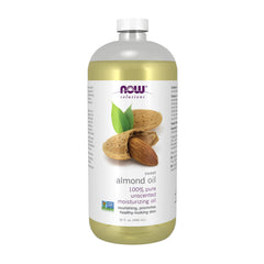 NOW Foods Sweet Almond Oil in amber bottle, smooth application for skin nourishment