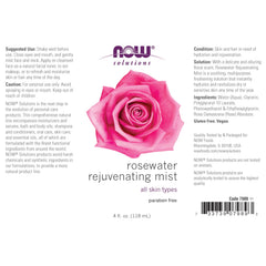 NOW Solutions Agua de Rosas Bruma Rejuvenecedora, uso en piel sensible durante todo el año