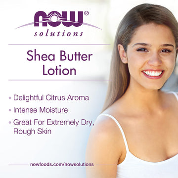 Aroma cítrico de NOW Solutions Shea Butter Lotion para sensación fresca