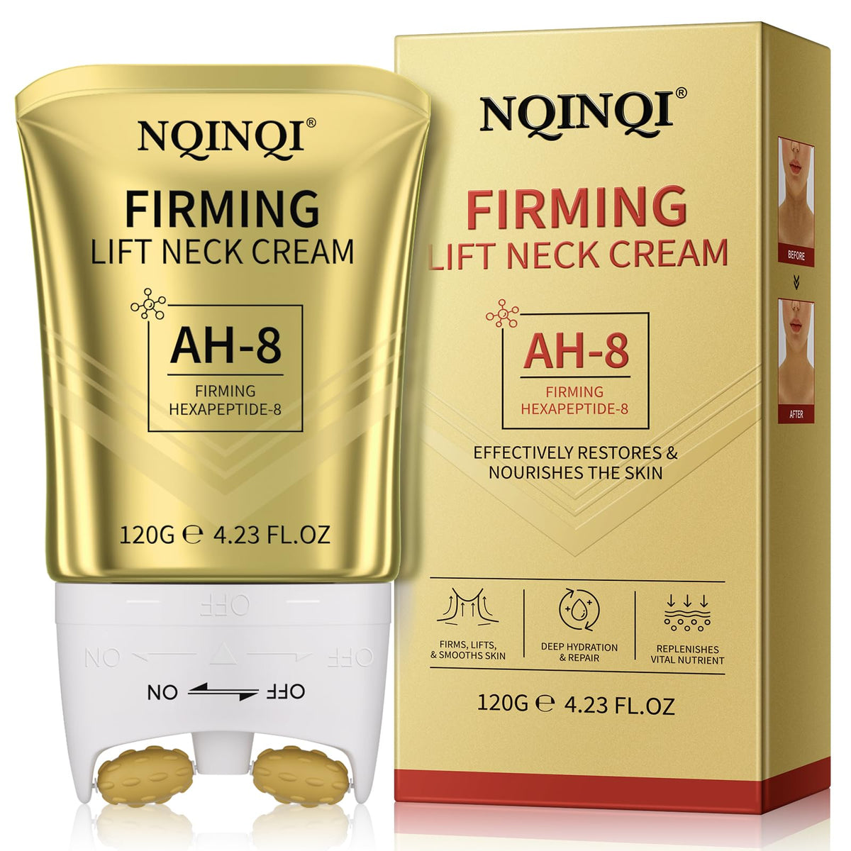 NQINQI AH-8 crema cuello rodillo para masaje suave que tensa la piel.