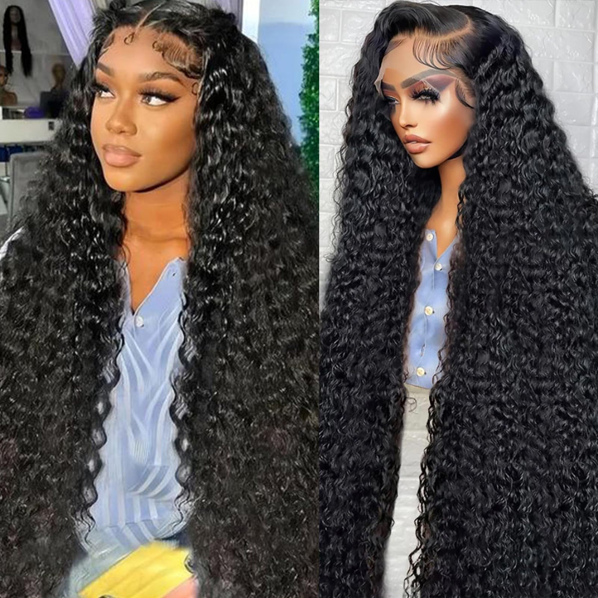Nsvnsv deep wave lace front wig with 13x6 HD lace for natural parting and seamless blend.