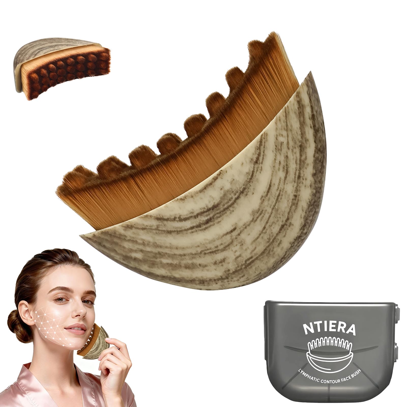 NTIERA cepillo linfático para rostro, estimula drenaje y define contornos naturalmente.
