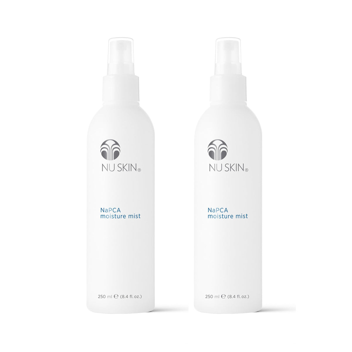 Nu Skin NaPCA Moisture Mist: botella y pulverizador, hidratación ligera para uso diario.