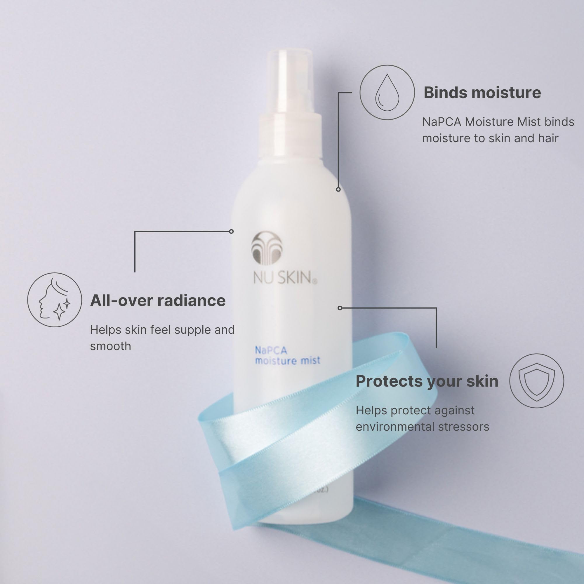 Rociado frío desde el refrigerador con Nu Skin NaPCA Moisture Mist.