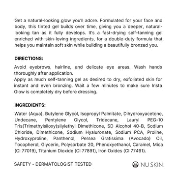 Nu Skin Sunright Insta Glow Gel autobronceador, aplicación en piel para bronceado gradual