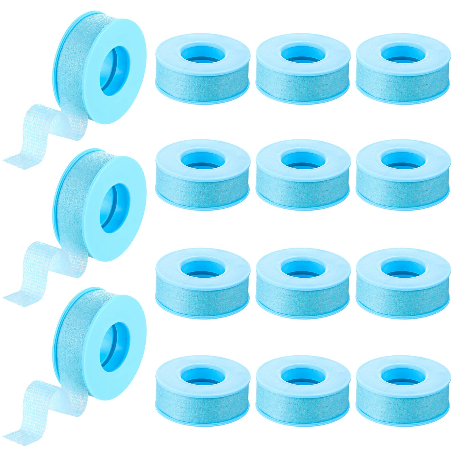 Nuanchu cinta para pestañas azul, 12 rollos, fijación cómoda para sesiones de extensión.