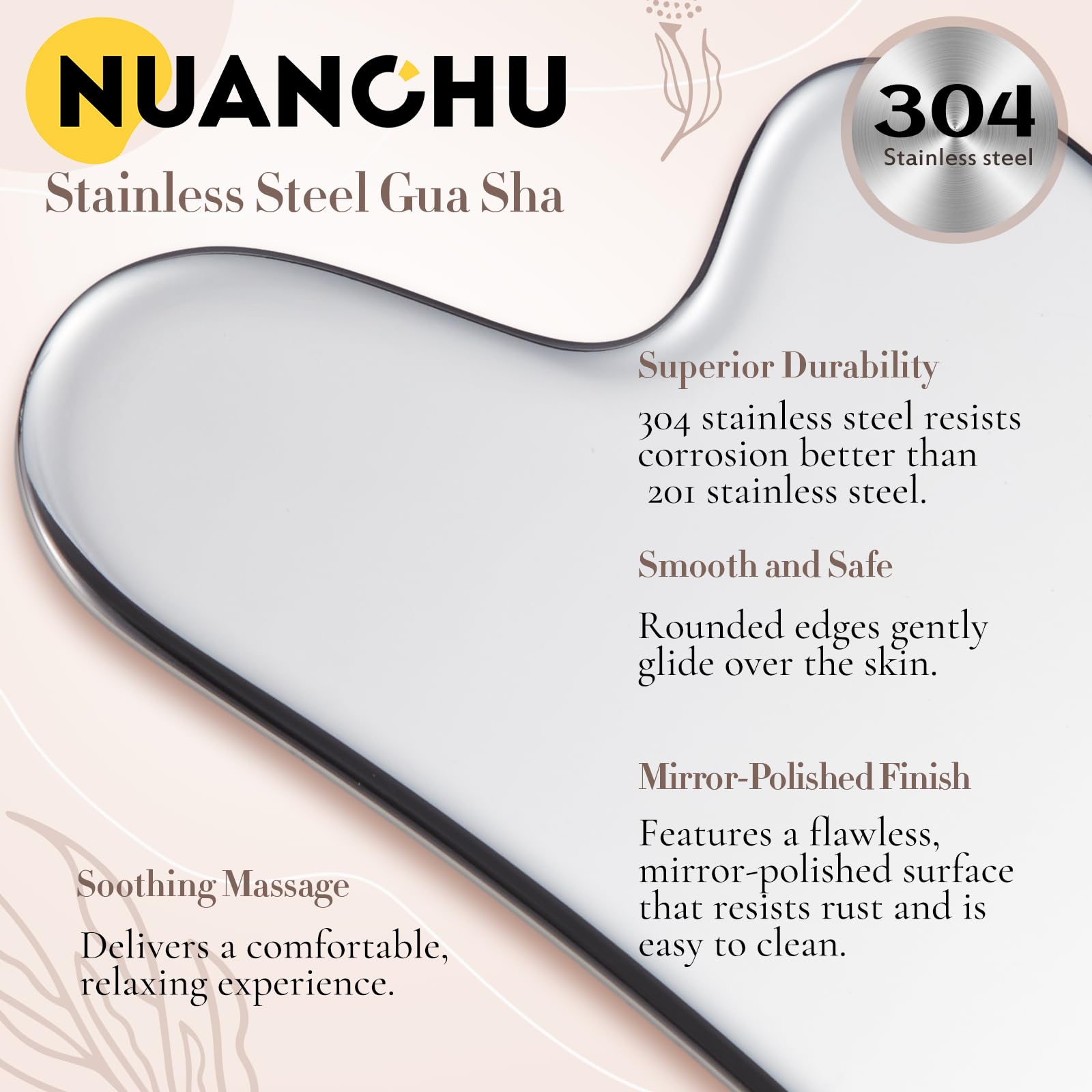 Nuanchu guasha acero-inoxidable ideal para uso diario y durabilidad.