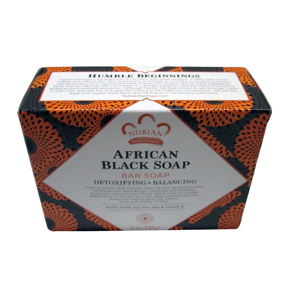 Nubian Heritage Jabón Negro Africano, barra 5 oz, para piel equilibrada y limpia