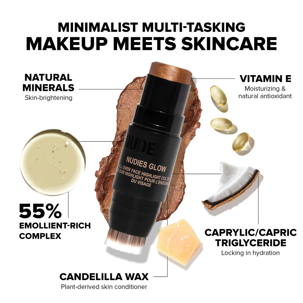 Nudestix Nudies Glow Highlighter Stick: resaltado en pómulos para luminosidad duradera