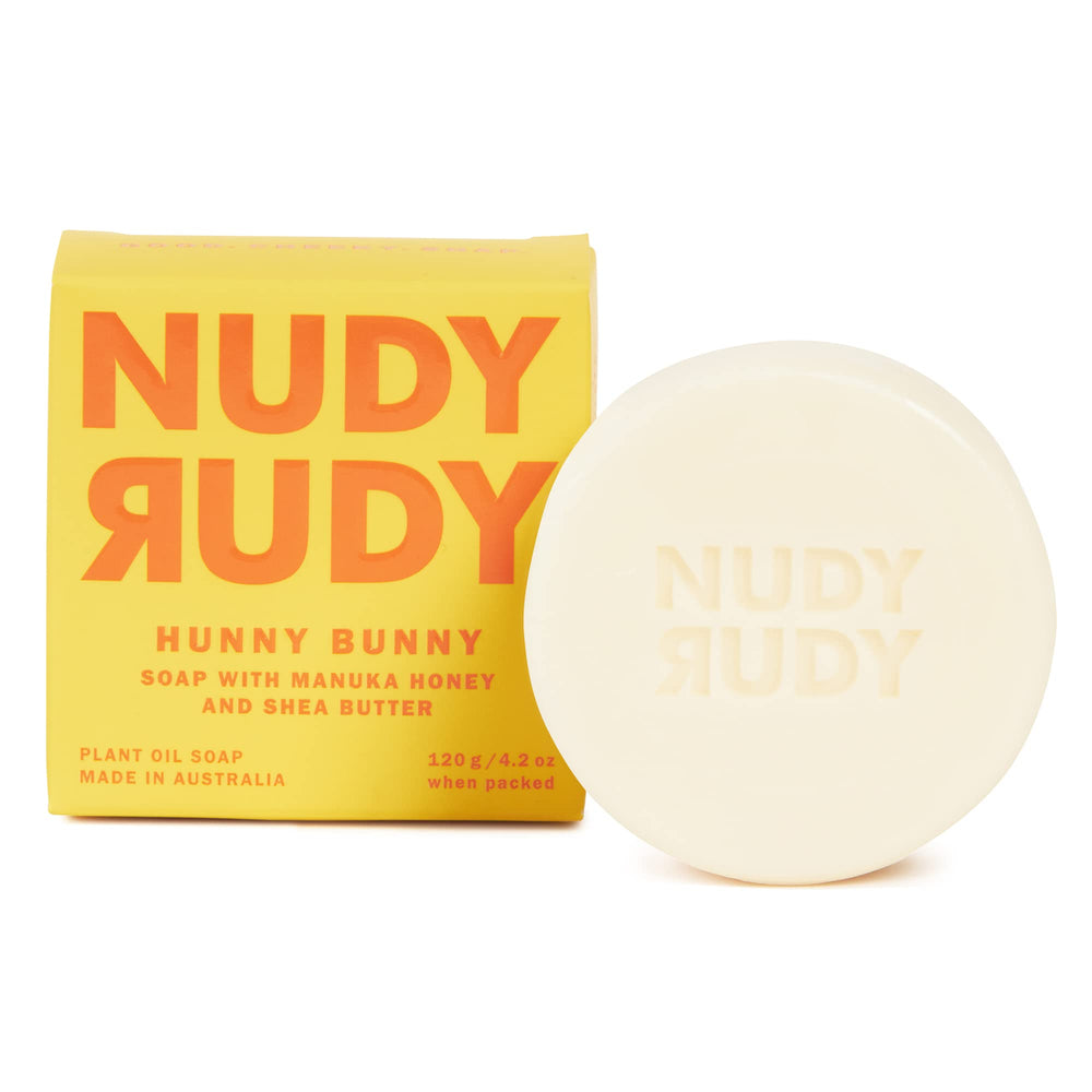 Nudy Rudy Hunny Bunny Jabon Barra para uso diario suave.