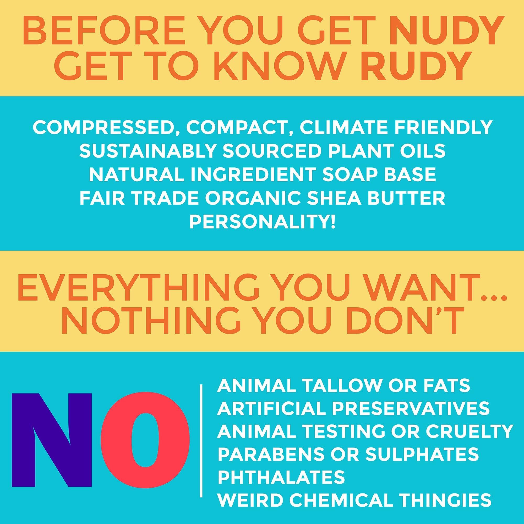 Nudy Rudy tamaño 4.2 onzas, compacto y fácil de usar.