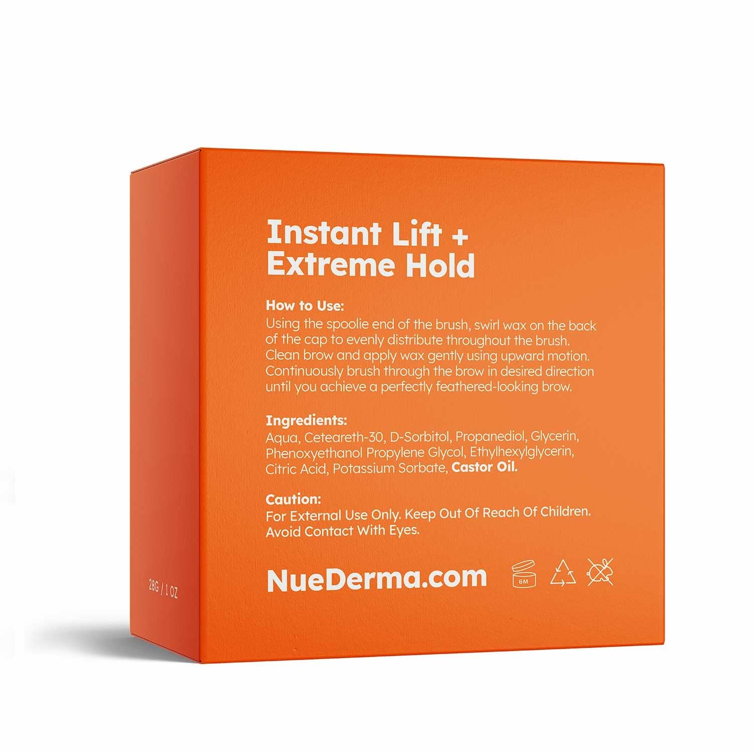 NueDerma Brow Seal duración de hasta 24 horas para un acabado definido.
