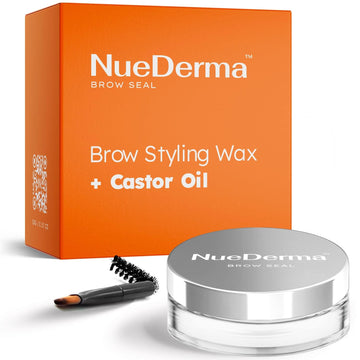 NueDerma Brow Seal envase compacto para fijar cejas con gel claro de larga duración.