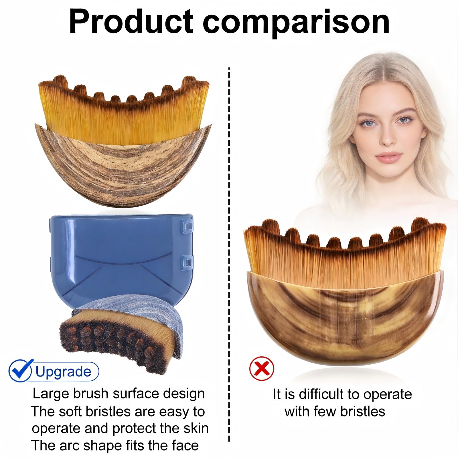 Cepillo ergonómico para drenaje facial ligero y mejor absorción de productos.