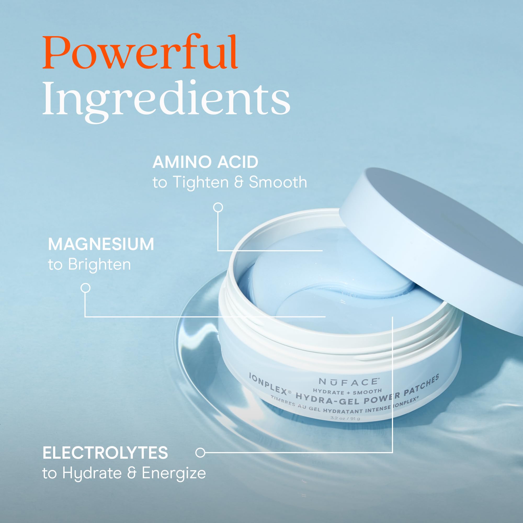 NuFACE IonPlex Hydra-Gel, parche contorno ojos, mejora hidratación y firmeza de la piel.