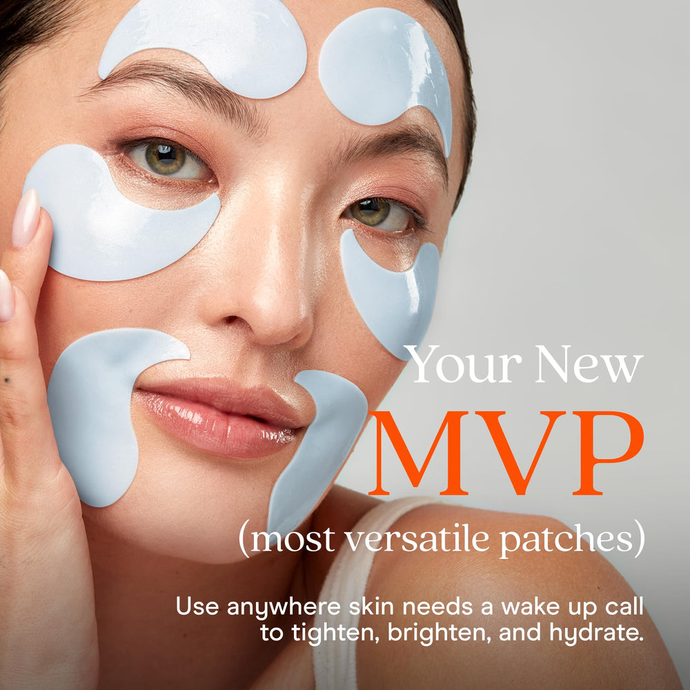 NuFACE IonPlex Hydra-Gel, parche en uso, pueden suavizar líneas finas alrededor de los ojos.
