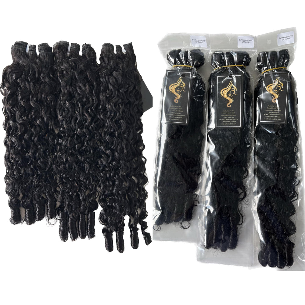 Nufnua Burmese Curly Bundles espiral 24 pulgadas, definición suave