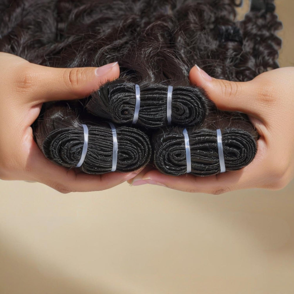 Nufnua Burmese Curly Bundles espiral 26 pulgadas, brillo natural