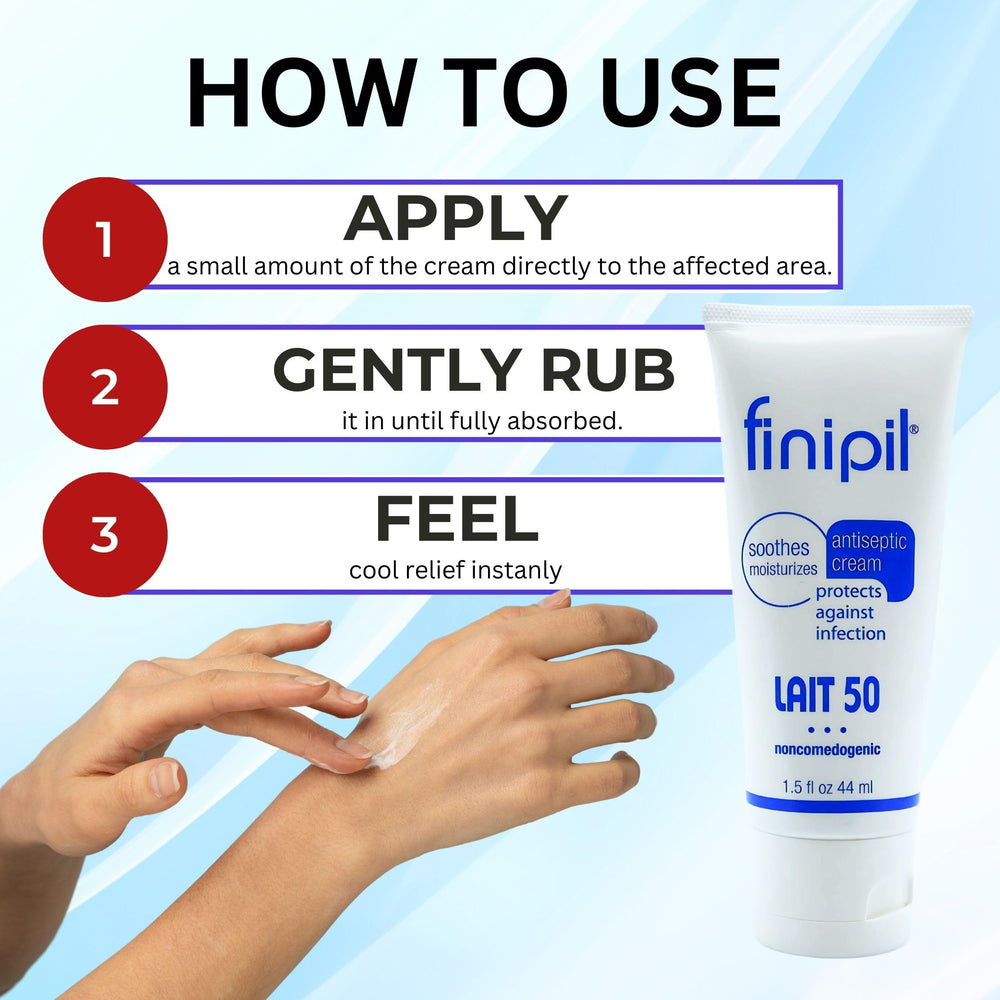 Nufree Finipil Lait soft-skin packaging suggests gentle protection after waxing.