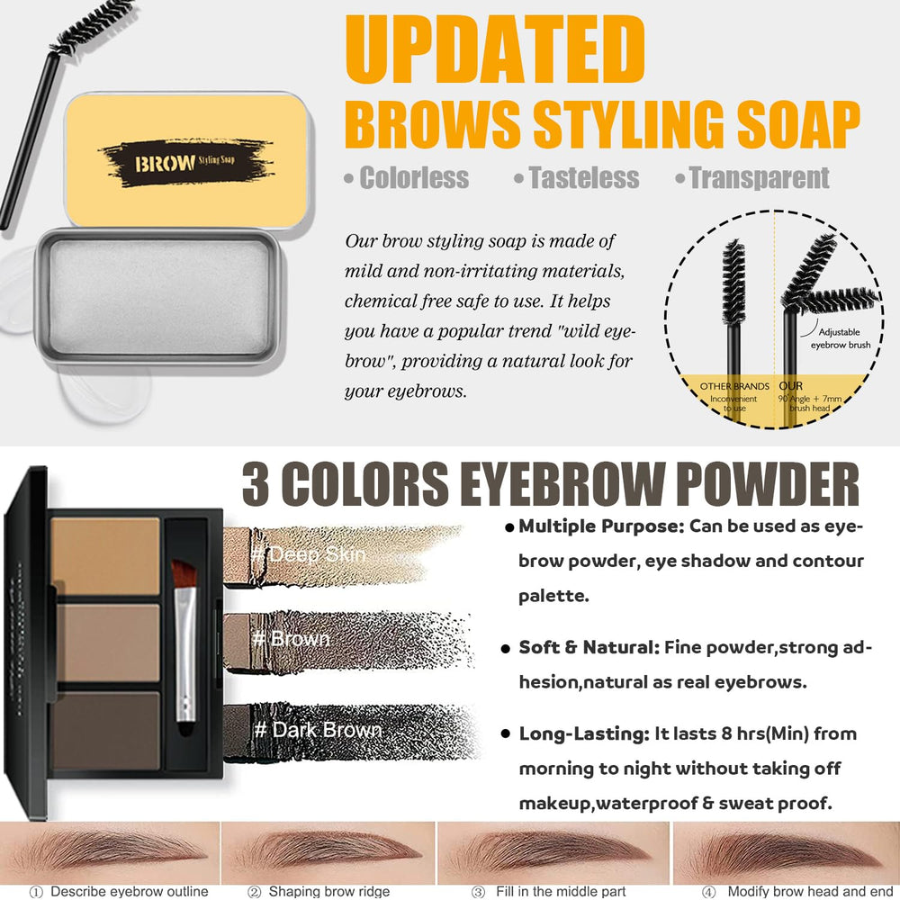 NUIBO polvo para cejas tres tonos para relleno natural