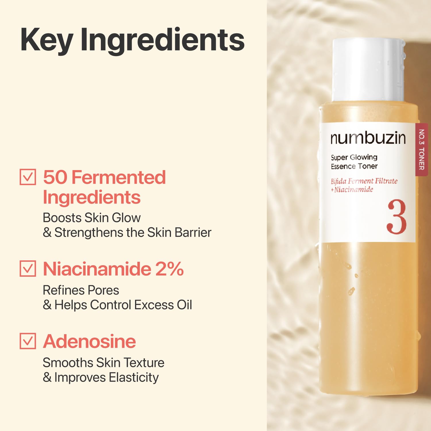 Numbuzin No.3 textura-hidratante-ligera se absorbe sin dejar sensación grasa.